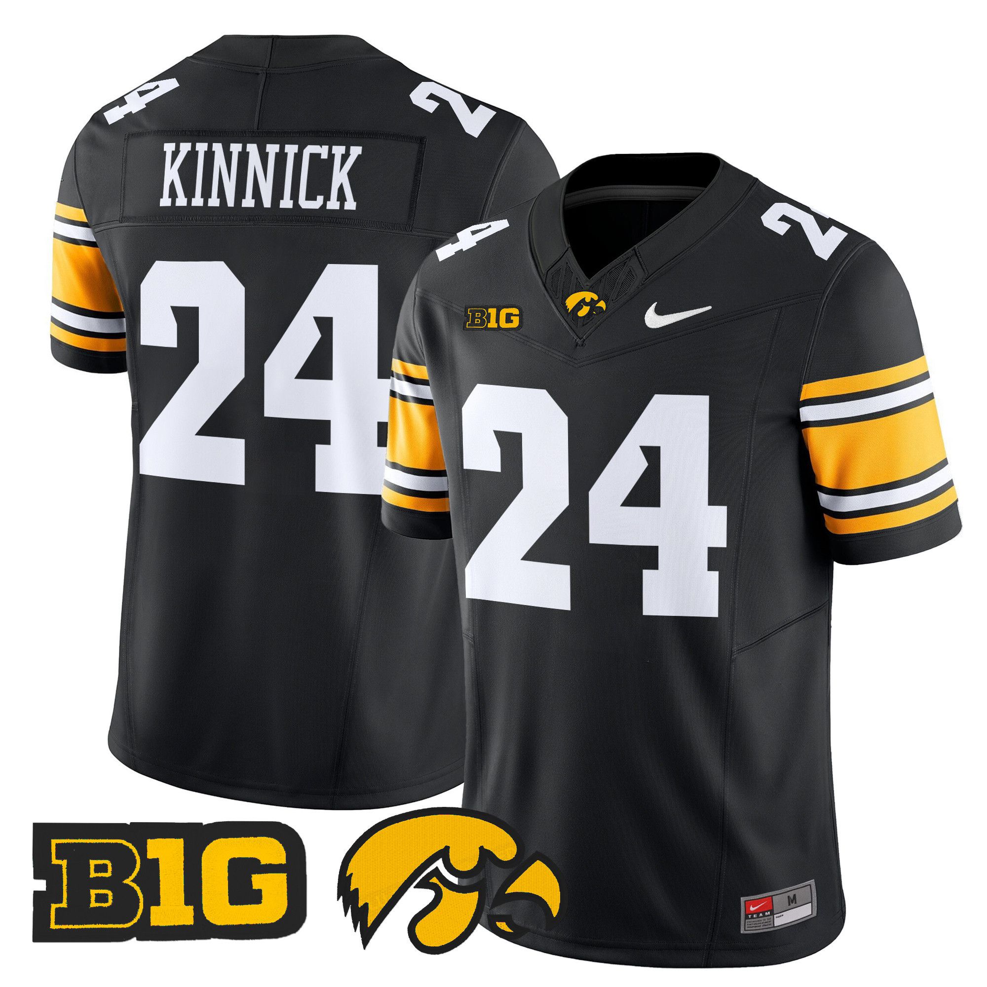 Men Iowa Hawkeyes #24 Kinnick Black Nike 2024 Vapor Limited NCAA Jersey style 1->ncaa teams->NCAA Jersey